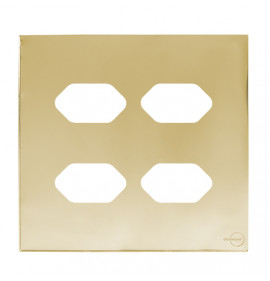 Placa p/ 4 Tomadas 4x4 - Novara Glass Dourado